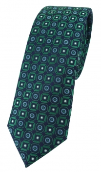 schmale TigerTie Designer Krawatte in grün blau silber schwarz gemustert