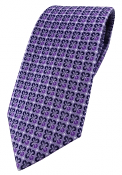 TigerTie Designer Krawatte in lila silber schwarz gemustert