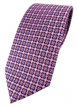 TigerTie Designer Krawatte in rosa rot silber marine gemustert