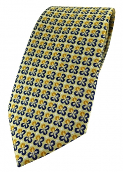 TigerTie Designer Krawatte in gelbgold silber marine gemustert