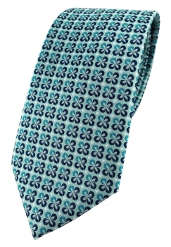 TigerTie Designer Krawatte in türkis mint silber marine gemustert