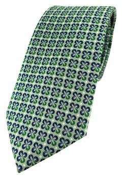 TigerTie Designer Krawatte in grün silber marine gemustert