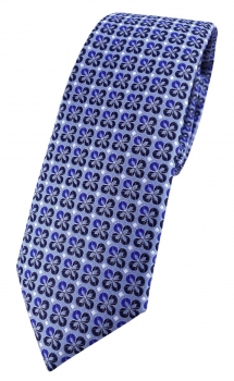 schmale TigerTie Designer Krawatte in blau silber schwarz gemustert