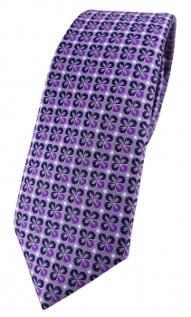 schmale TigerTie Designer Krawatte in lila silber schwarz gemustert