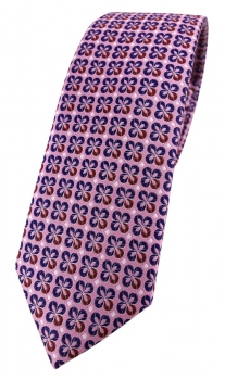 schmale TigerTie Designer Krawatte in rosa rot silber marine gemustert