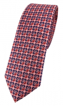 schmale TigerTie Designer Krawatte in rot silber marine gemustert