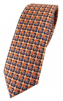 schmale TigerTie Designer Krawatte in orange silber marine gemustert