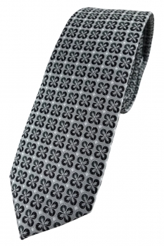 schmale TigerTie Designer Krawatte in anthrazit silber schwarz gemustert