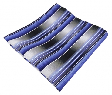 TigerTie Designer Seideneinstecktuch in blau hellblau grau silber gestreift