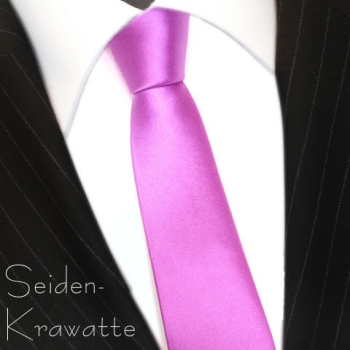 schmale TigerTie Designer Seidenkrawatte in Satin pink - Tie Krawatte 100% Seide