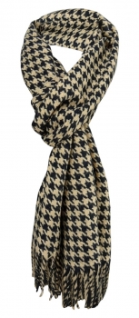 Schal in schwarz braun gemustert mit Fransen - Gr. 180 x 30 cm