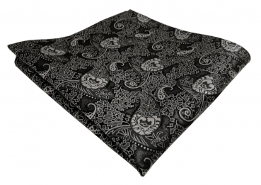 TigerTie Einstecktuch anthrazit schwarz grau Paisley - Tuch Polyester