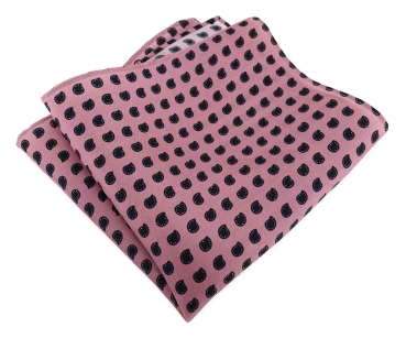 TigerTie Designer Seideneinstecktuch in rosa schwarz Paisley gemustert
