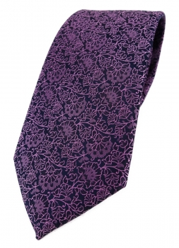TigerTie Designer Krawatte in rosa violett schwarz florales Muster