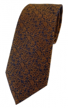 TigerTie Designer Krawatte in kupfer schwarz florales Muster