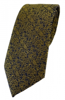 TigerTie Designer Krawatte in gelbgold schwarz florales Muster