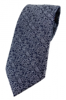 TigerTie Designer Krawatte in silber grau schwarz florales Muster