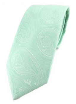 TigerTie Designer Krawatte in mint silberweiss Paisley gemustert