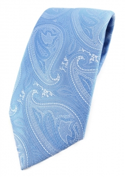 TigerTie Designer Krawatte in hellblau blau silber Paisley gemustert