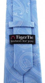 TigerTie Designer Krawatte in hellblau blau silber Paisley gemustert