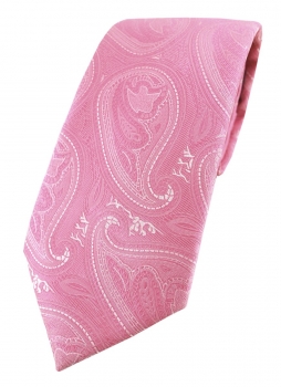 TigerTie Designer Krawatte in rosapink silber Paisley gemustert