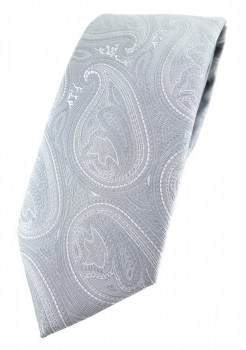 TigerTie Designer Krawatte in silbergrau grau silber Paisley gemustert