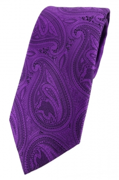 TigerTie Designer Krawatte in lila schwarz Paisley gemustert