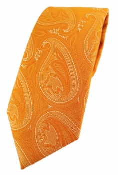 TigerTie Designer Krawatte in orange silber Paisley gemustert