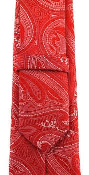 TigerTie - schmale Designer Krawatte in rot silber Paisley gemustert