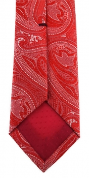 TigerTie - schmale Designer Krawatte in rot silber Paisley gemustert