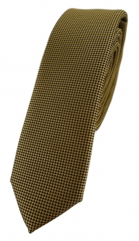 Modische schmale TigerTie Designer Krawatte in dunkles gold fein gepunktet