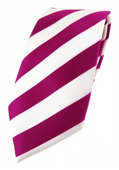 TigerTie Designer Krawatte in magenta weiss gestreift