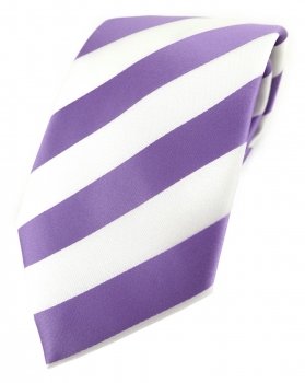TigerTie Designer Krawatte in flieder weiss gestreift