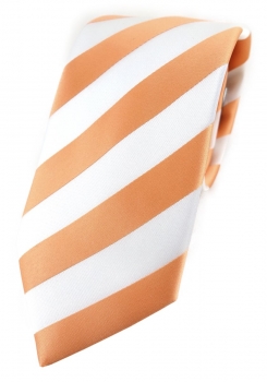 TigerTie Designer Krawatte in apricot weiss gestreift