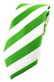 TigerTie Designer Krawatte in grasgrün weiss gestreift