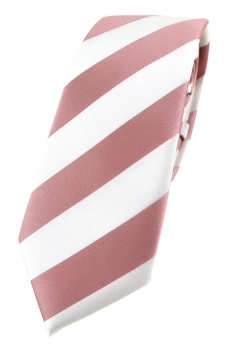 TigerTie - schmale Designer Krawatte in rosa weiss gestreift