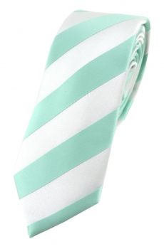 TigerTie - schmale Designer Krawatte in mint weiss gestreift