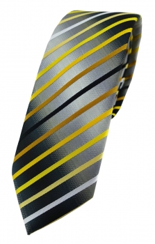 TigerTie - schmale Krawatte gelb gold braun weiss silbergrau schwarz gestreift