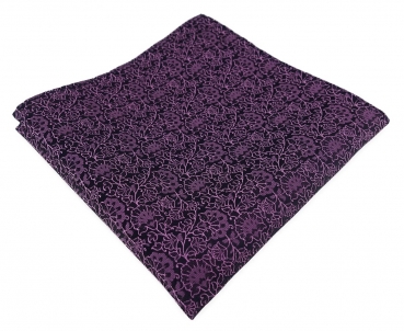 TigerTie Designer Einstecktuch in rosa violett schwarz florales Muster