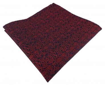 TigerTie Designer Einstecktuch in rot weinrot dunkelrot schwarz florales Muster