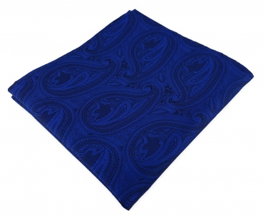 TigerTie Designer Einstecktuch in royal blau schwarz Paisley gemustert