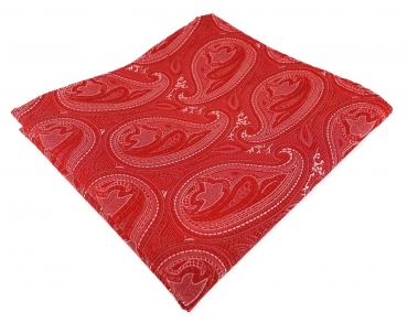 TigerTie Designer Einstecktuch in rot silber Paisley gemustert