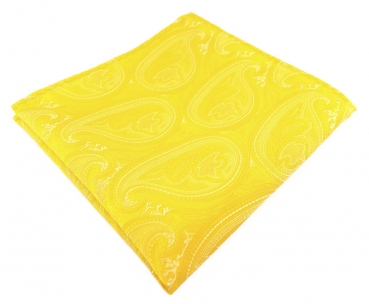 TigerTie Designer Einstecktuch in gelb zitronengelb silber Paisley gemustert
