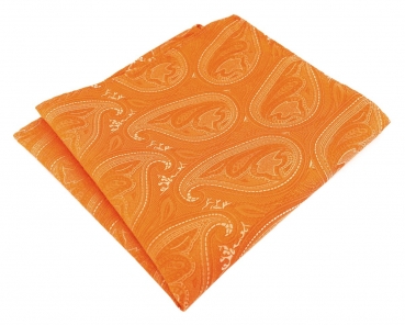 TigerTie Designer Einstecktuch in orange silber Paisley gemustert