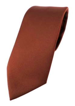 TigerTie Designer Satin Krawatte braun rot braunrot uni 100 % Polyester - Tie