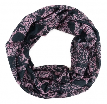 TigerTie Multifunktionstuch in rosa schwarz Totenkopf - Tuch Schal Schlauchtuch