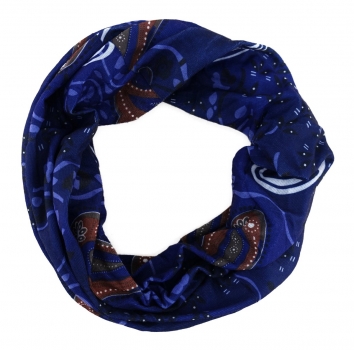 TigerTie Multifunktionstuch in blaulila braun Paisley - Tuch Schal Schlauchtuch