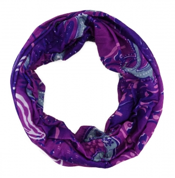 TigerTie Multifunktionstuch in lila grau weiss Paisley - Tuch Schal Schlauchtuch