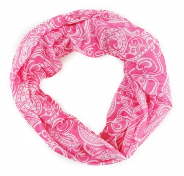TigerTie Multifunktionstuch in rosa weiss Paisley - Tuch Schal Schlauchtuch