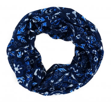 TigerTie Multifunktionstuch in blau weiss Totenkopf - Tuch Schal Schlauchtuch